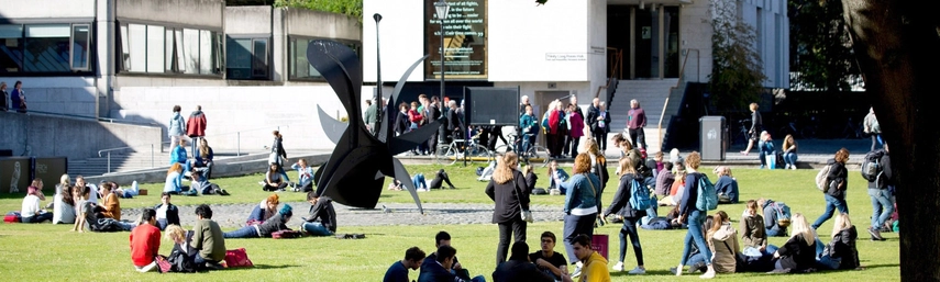 Trinity students outside Arts Building