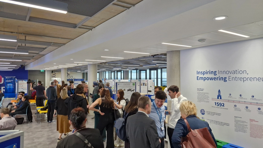 An image from the set up of the Research & Innovation Showcase 2026