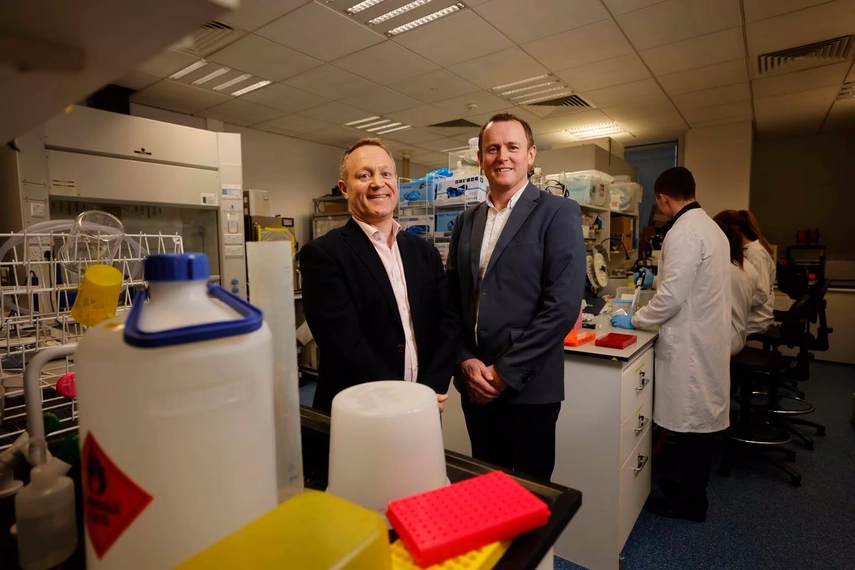 Prof Conor Buckley and Professor Daniel Kelly in the Biomaterials Lab with members of the Biomaterials and Tissue Engineering research group at the Trinity Centre for Biomedical Engineering. Photograph: Alan Betson / The Irish Times
