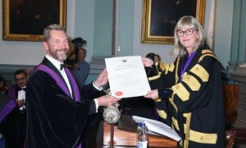 Professor Richard Reilly being awarded Honorary Fellowship of the Royal College of Physicians of Ireland at the graduation ceremony