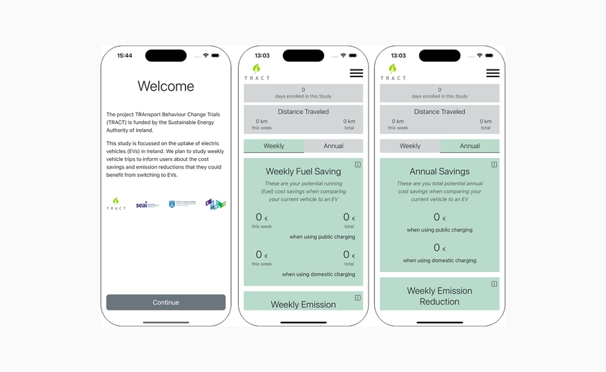 TRACT EV App Screenshots