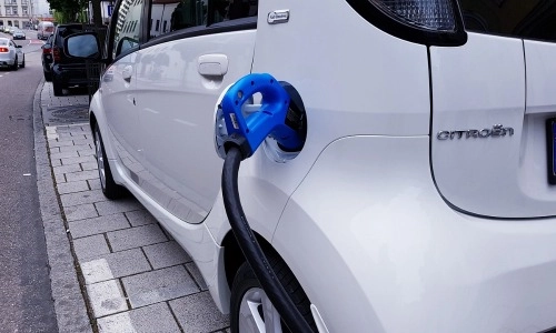An electric car charging