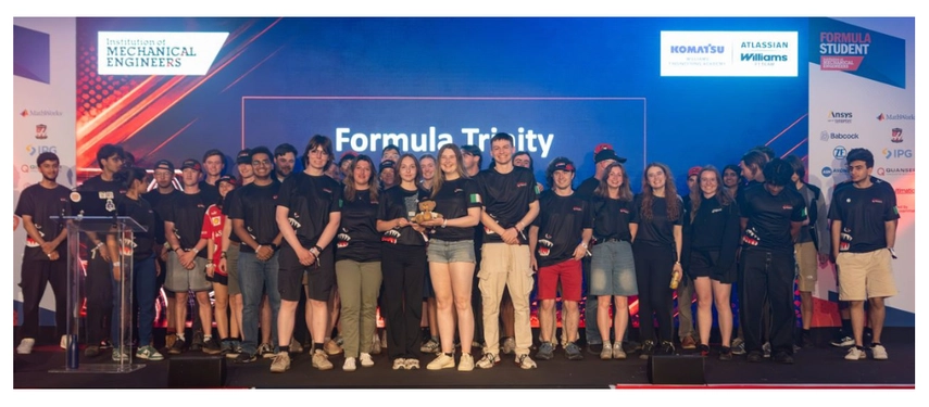 An image of the Formula Trinity Team On stage