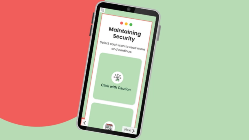 Image of phone with text saying maintaining security