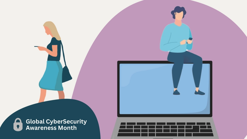 Icons of two people on their phone, one sitting on a laptop.