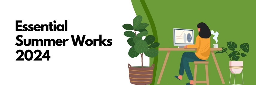 image of a woman working at a computer with plants