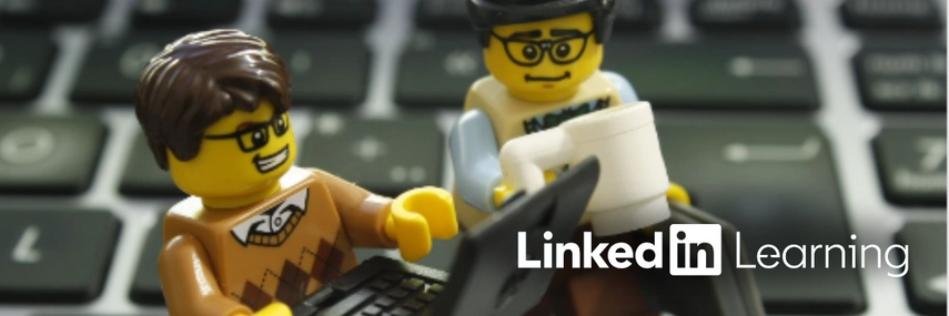 image of lego men holding a computer with linkedin logo