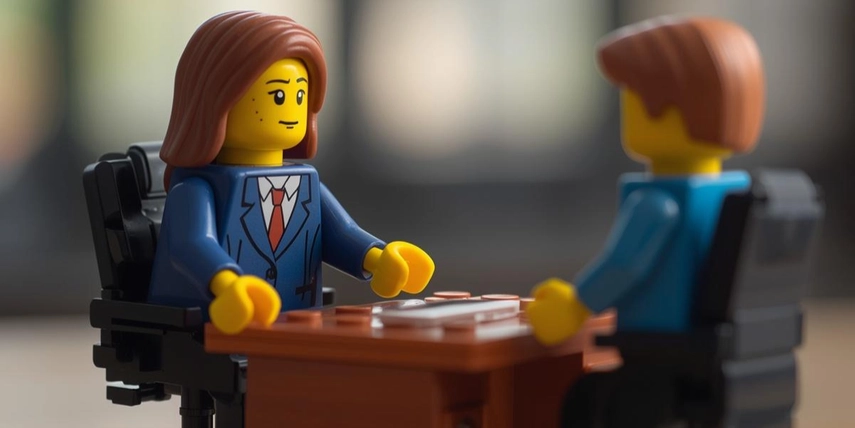Lego figures in a job interview