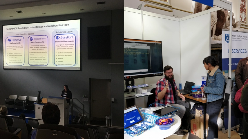 Cyber Security Team - Sara giving a presentation and Amir giving a demo