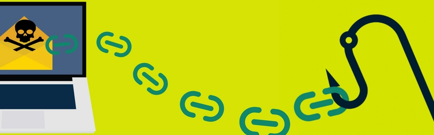 an image of a phishing hook casting URL symbols to a computer screen