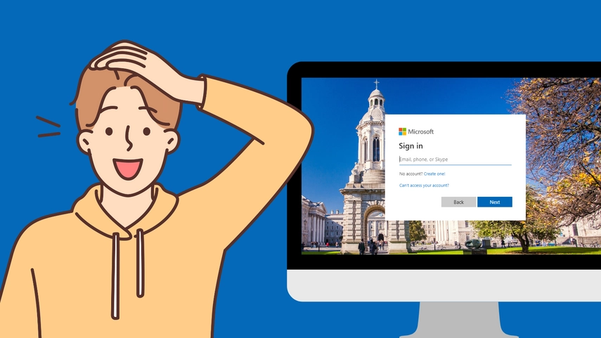 Image of a computer screen with the Microsoft sign-in window open