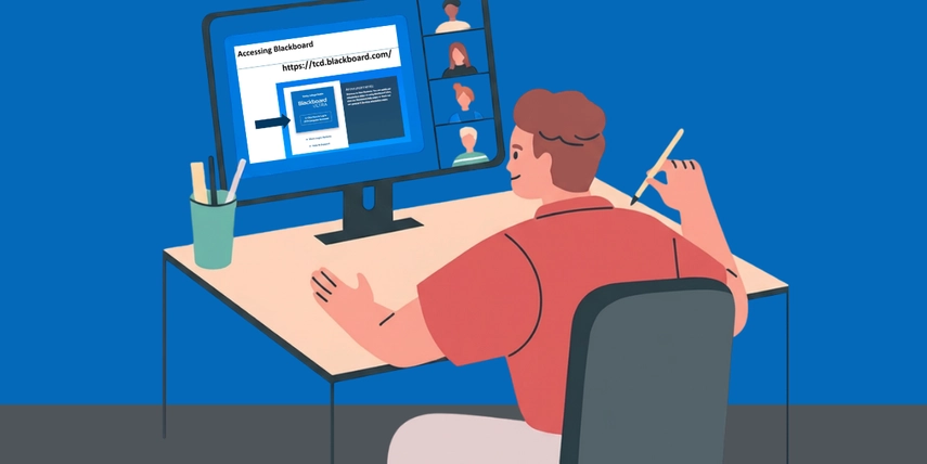 person on computer doing a webinar