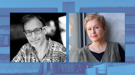 Headshots of  Yves Citton and Ulrike Draesner.