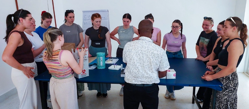 Students learning on clinical placement in Uganda