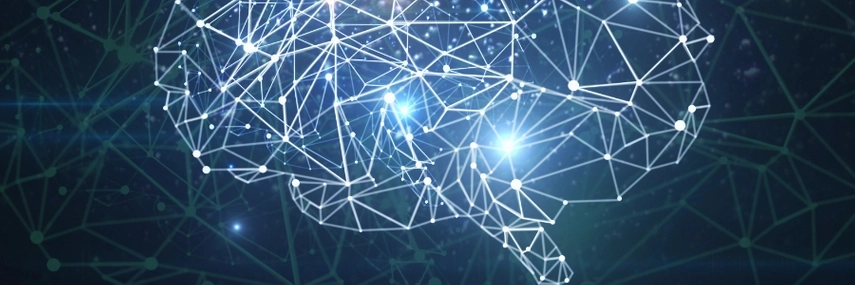 Graphic of a brain made up of tech or computing connections