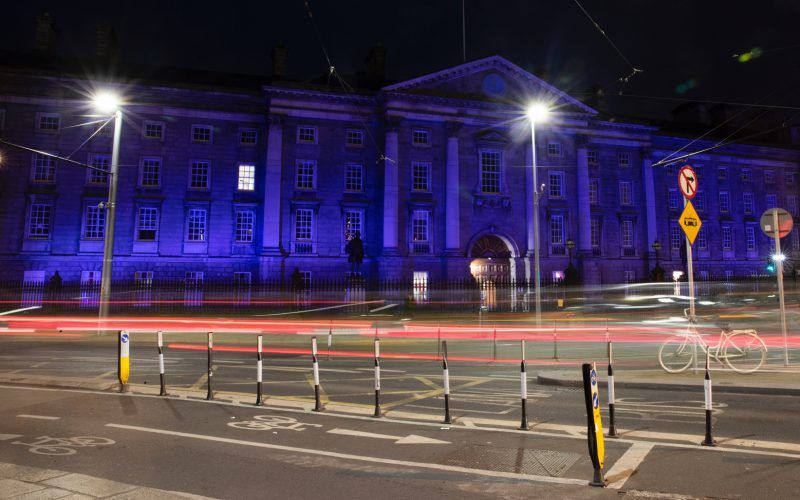 The front of Trinity makes for a startling sight having gone 'Atlantic blue' over the weekend.