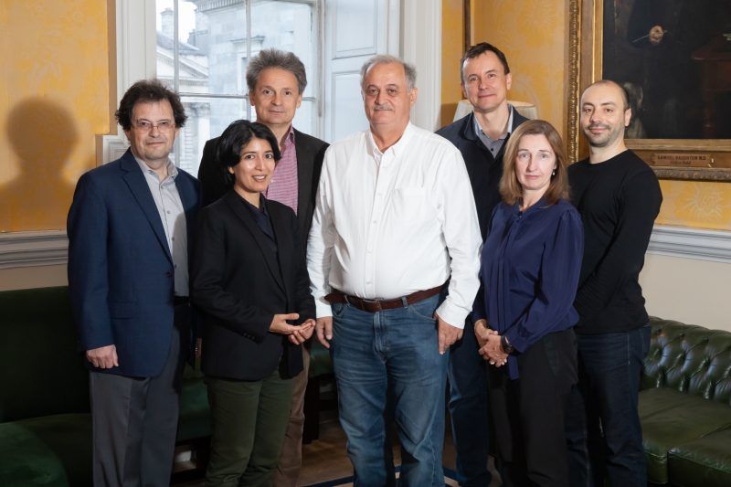 The Hamilton Mathematics Institute Advisory Board (L-R): Michael Bershadsky (Renaissance Technologies), Ruth Britto (Trinity), Yuri Tschinkel (NYU & Simons Foundation), Samson Shatashvili (Director of the HMI, Trinity), Andrei Okounkov (Columbia University), Sinéad Ryan (Trinity) and Sergey Mozgovoy (Trinity).