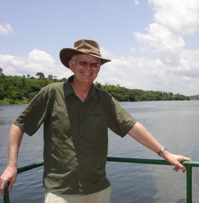 Bruce at the source of the White Nile, Uganda, 2009.