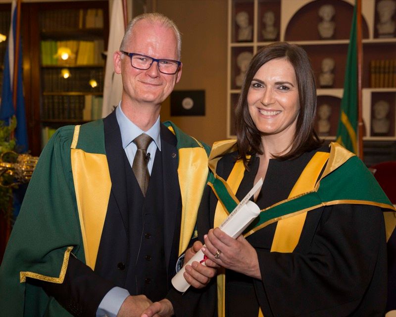 Prof Anna Davies with Prof M Peter Kennedy, President of RIA