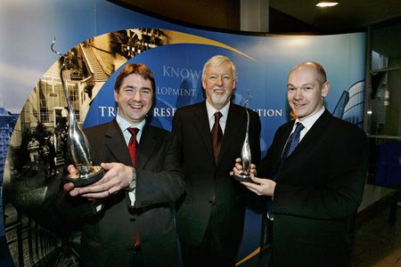 Dr steven collins & mr hugh reynolds with tcd provost