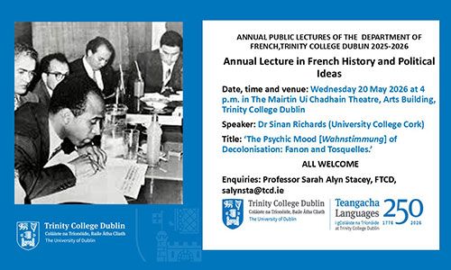 Event details for French History Lecture Sinan Richards 2026 on 20 May 2026 at TCD.