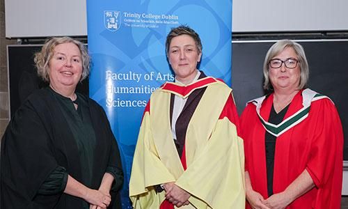 Image of Provost Dr Linda Doyle, Professor Nicola Carr and Dr Catherine Conlon at Professor Carr's Inaugural Lecture.