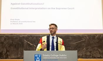 Image of Professor Oran Doyle giving his Inaugural Lecture.