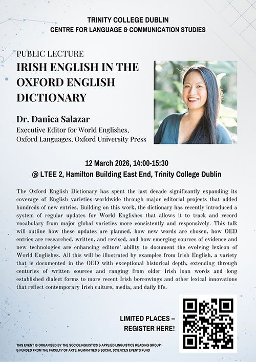 Irish English in the Oxford English Dictionary Lecture on 12 March 2026
