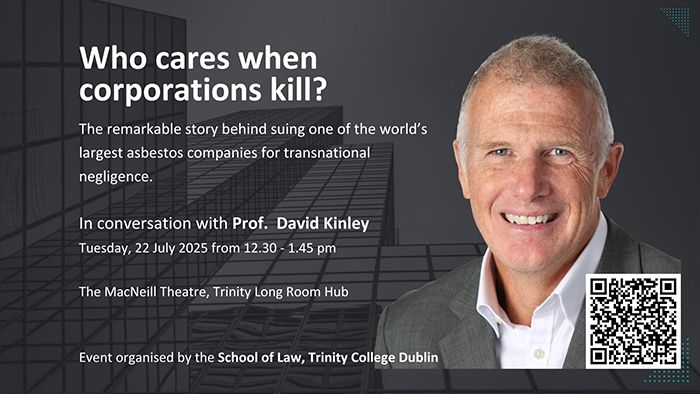 Image of Professor David Kinley, event details and QR code