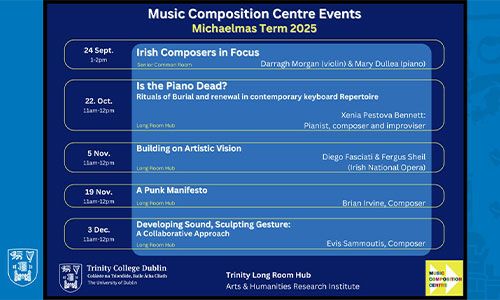 Image of event details for Music Composition Centre performances 2025.