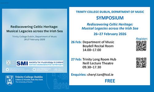 Event details for Music Symposium Celtic Heritage 26 to 27 February 2026.