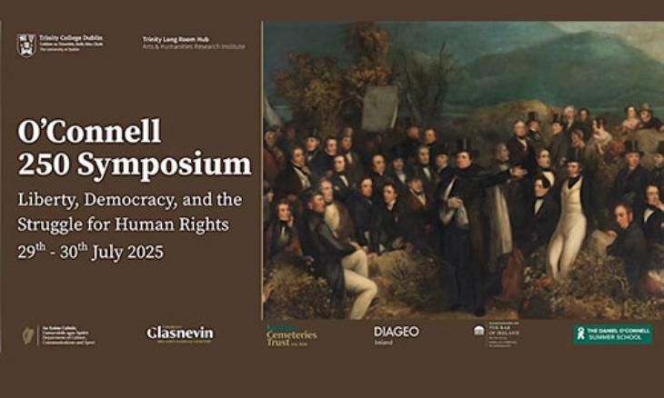 Event listing for O'Connell 250 Symposium with image of Daniel O'Connell
