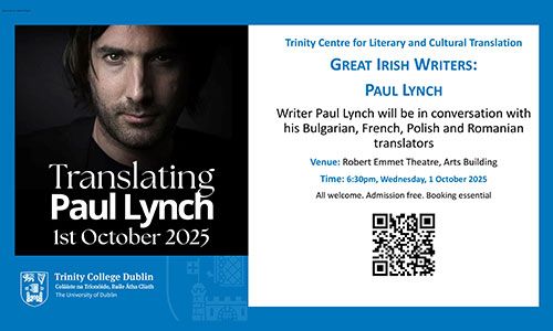 Image of Paul Lynch and event details.