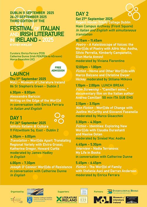 Event details for Festival of Italian and Irish Literature 2025
