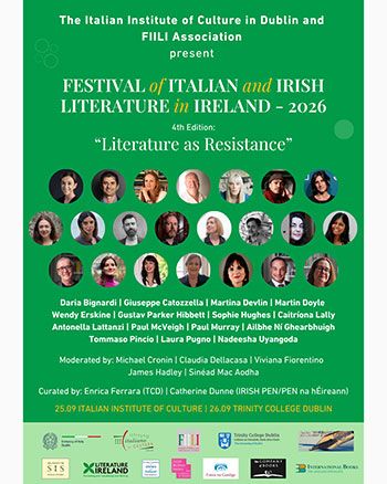 Poster for the Festival of Italian and Irish Literature in Ireland 2026.