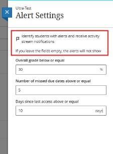 Analytics Alert Settings