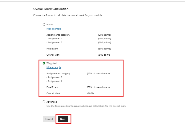 Overall Mark Step 2 - Points etc