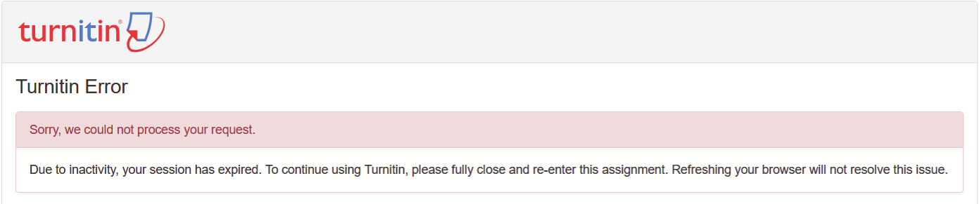 Turnitin Inactivity Error