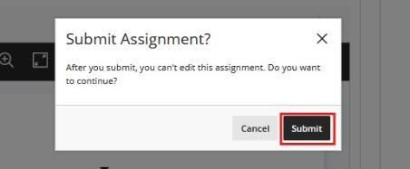 Click Submit for Blackboard Assignment