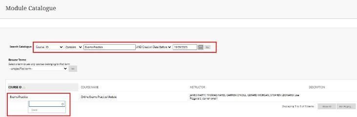 Module catalogue - search