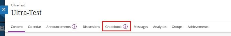 Gradebook top navigation
