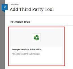 Third Party Tools Panopto Video Assignment