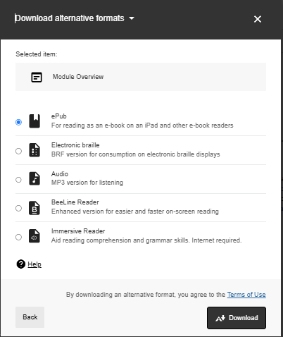 Blog Alternative Formats List