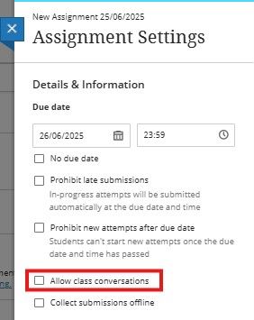 Assigment Class Conversations Option