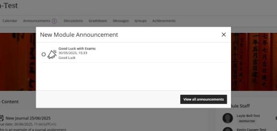 Student View Module Announcement