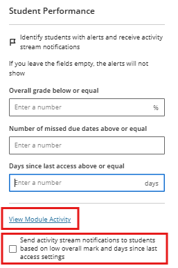 Gradebook settings - Student performance