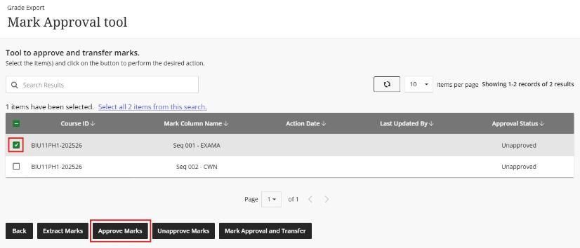 Grades journey Aprrove Columns Individually