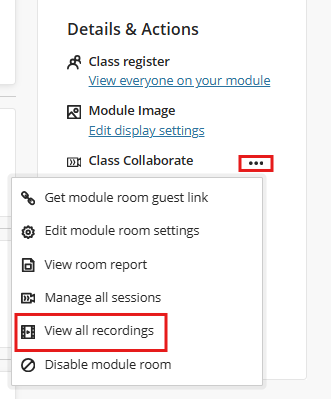 Class Collaborate View Recordings
