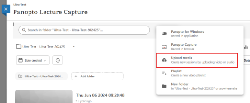 Panopto Upload Option