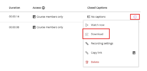 Class Collaborate Recording Download